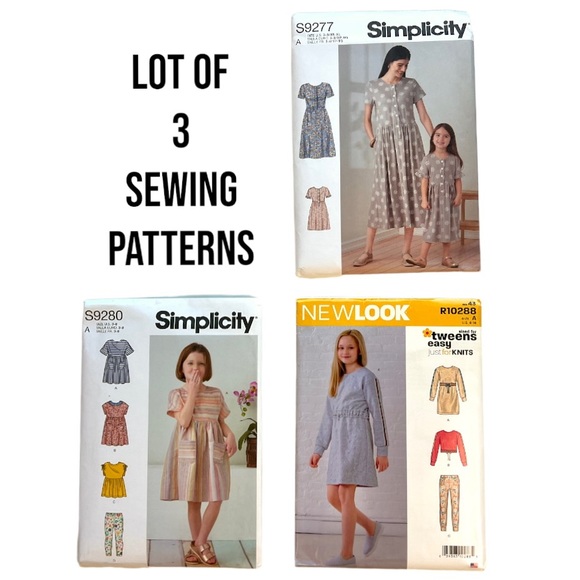 Lot of 3 NEW Sewing Patterns New Look R10288 Simplicity S9277 Simplicity S9280 - Picture 1 of 11
